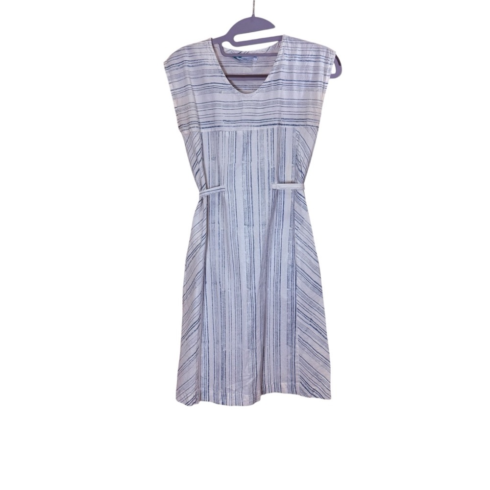 Passion Lilie Beach Normcore Travel Blue Stripe Cotton Mini Dress sz XS